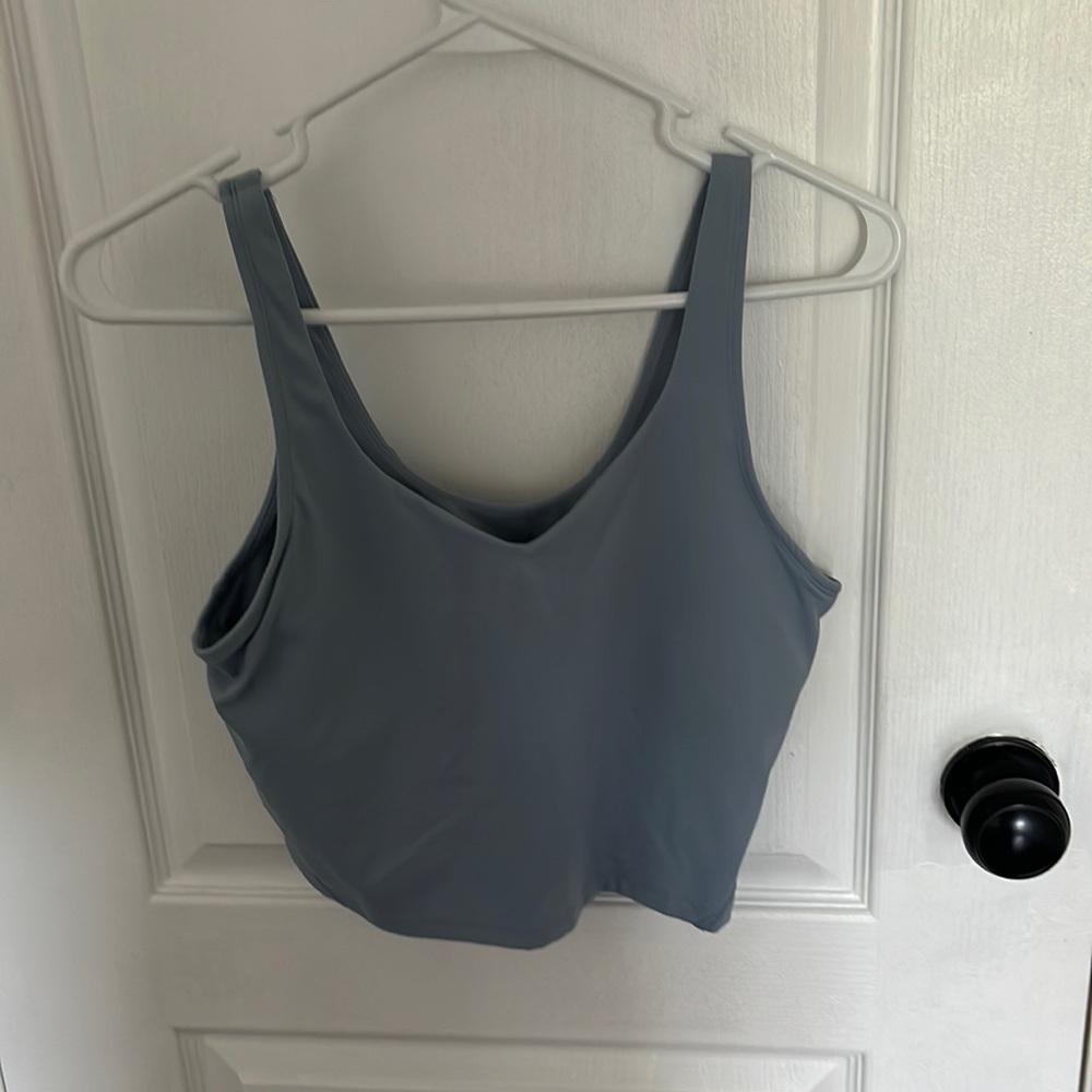 blue stretchy athletic top